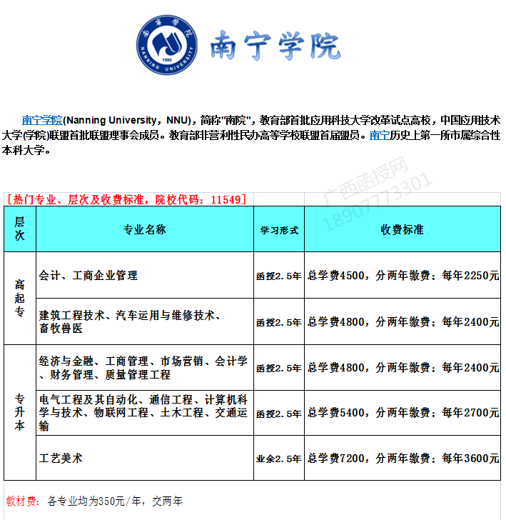 南宁学院函授招生专业.png